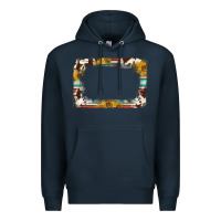 Navy western serape sunflower background frame Premium Hoodie - NancyCooperArtShop
