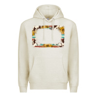 Oatmeal Heather western serape sunflower background frame Premium Hoodie - NancyCooperArtShop