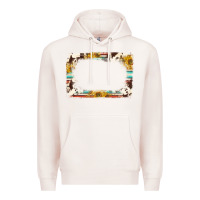 Pale Pink western serape sunflower background frame Premium Hoodie - NancyCooperArtShop