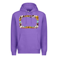 Purple western serape sunflower background frame Premium Hoodie - NancyCooperArtShop