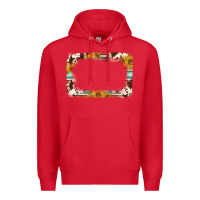 Red western serape sunflower background frame Premium Hoodie - NancyCooperArtShop