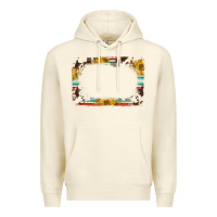 Sandshell western serape sunflower background frame Premium Hoodie - NancyCooperArtShop