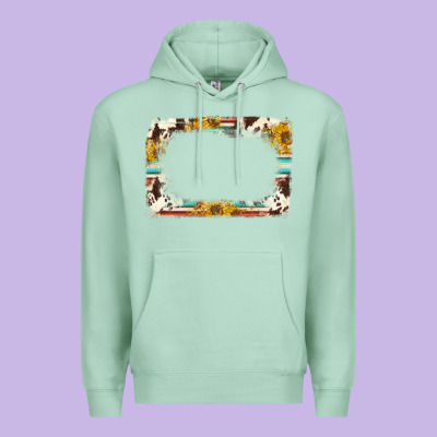 Western Serape Sunflower Background Frame Premium Hoodie Designed By Nancycooperartshop