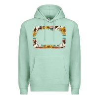 Seafoam western serape sunflower background frame Premium Hoodie - NancyCooperArtShop