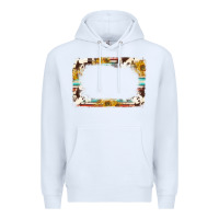 White western serape sunflower background frame Premium Hoodie - NancyCooperArtShop