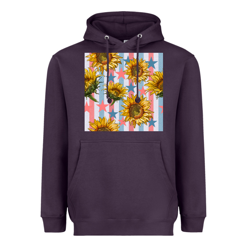 Patriotic Sunflowers Stripes And Stars Seamless Patrern Heavyweight Hoodie by BundleAndBundleShop | Teevron