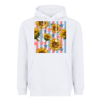 White patriotic sunflowers stripes and stars seamless patrern Heavyweight Hoodie - BundleAndBundleShop