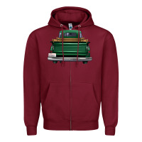 Burgundy western green truck back view Zipper Hoodie - FaDigitalArtStudio