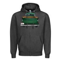 Charcoal Heather western green truck back view Zipper Hoodie - FaDigitalArtStudio