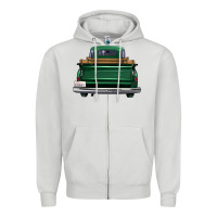 Dove Grey western green truck back view Zipper Hoodie - FaDigitalArtStudio