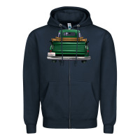Navy western green truck back view Zipper Hoodie - FaDigitalArtStudio