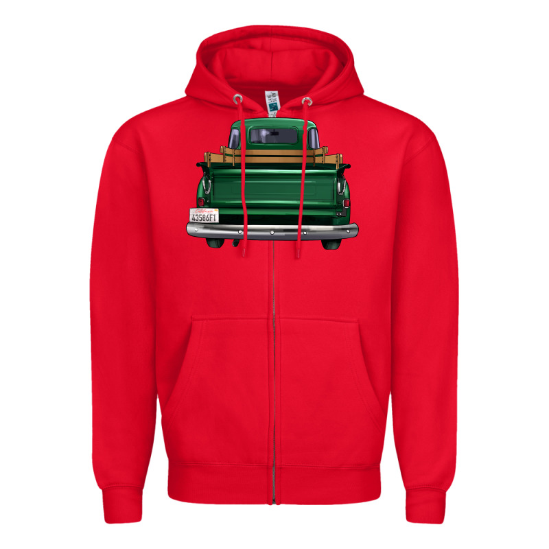 Western Green Truck Back View Zipper Hoodie by FaDigitalArtStudio | Teevron