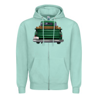 Seafoam western green truck back view Zipper Hoodie - FaDigitalArtStudio