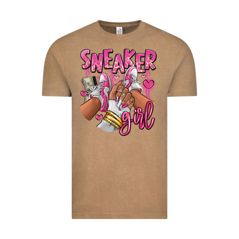 Pink And White Sneaker Girl Vintage Tee by RanaPortraitStore | Teevron
