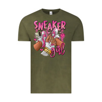 Vintage Olive Pink and white sneaker girl Vintage Tee - RanaPortraitStore