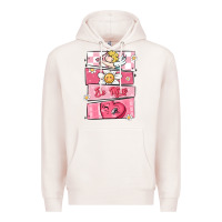 Pale Pink trendy valentines day retro characters Premium Hoodie - MaliasSmallBusiness