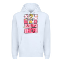 White trendy valentines day retro characters Premium Hoodie - MaliasSmallBusiness