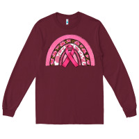 Burgundy breast cancer rainbow Long Sleeve Tee - RanaPortraitStore