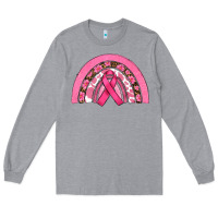 Heather Grey breast cancer rainbow Long Sleeve Tee - RanaPortraitStore
