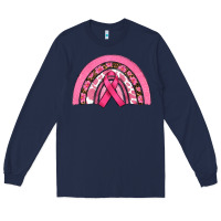 Navy breast cancer rainbow Long Sleeve Tee - RanaPortraitStore