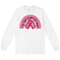 White breast cancer rainbow Long Sleeve Tee - RanaPortraitStore