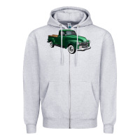 Heather Grey western green truck right 34 view 1 Zipper Hoodie - FaDigitalArtStudio