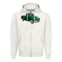 Oatmeal Heather western green truck right 34 view 1 Zipper Hoodie - FaDigitalArtStudio