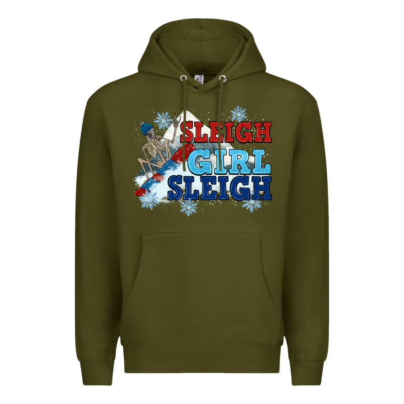 Winter Sleigh Girl Sleigh Premium Hoodie by NancyCooperArtShop | Teevron
