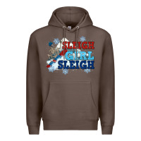 Coffee winter sleigh girl sleigh Premium Hoodie - NancyCooperArtShop