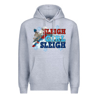 Heather Grey winter sleigh girl sleigh Premium Hoodie - NancyCooperArtShop
