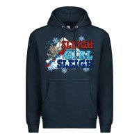 Navy winter sleigh girl sleigh Premium Hoodie - NancyCooperArtShop