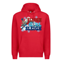 Red winter sleigh girl sleigh Premium Hoodie - NancyCooperArtShop