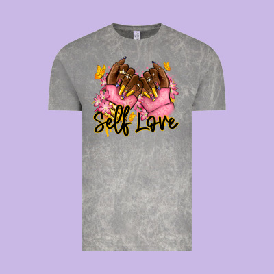 Vintage Tee Self love pink afro nails