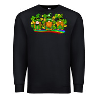 Black st patricks day gnomes shamrock gold rainbow Premium Sweatshirt - Artiststas