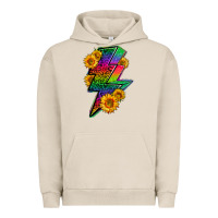 Pigment French Oak LGBTQ+ Lightnin' Bolt With Sunflower Urban Hoodie - BundleAndBundleShop
