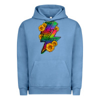 Pigment Pebble Blue LGBTQ+ Lightnin' Bolt With Sunflower Urban Hoodie - BundleAndBundleShop