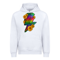 White LGBTQ+ Lightnin' Bolt With Sunflower Urban Hoodie - BundleAndBundleShop
