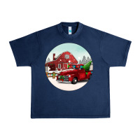 Navy Christmas farm Christmas Urban Heavy Tee - BarkalooDesign