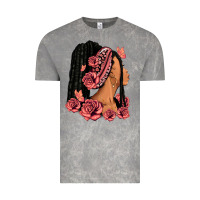 Cloud Rock Pink roses afro woman Vintage Tee - RanaPortraitStore