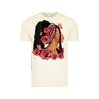 Vintage Arctic Pink roses afro woman Vintage Tee - RanaPortraitStore