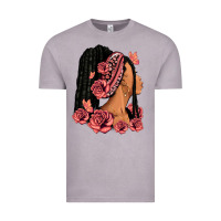 Vintage Zinc Pink roses afro woman Vintage Tee - RanaPortraitStore