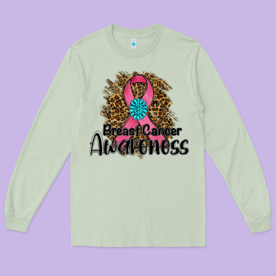 Breast Cancer Awareness Long Sleeve Tee Designed By Ranaportraitstore