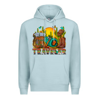 Blue Mist western traveler cowboy Premium Hoodie - NancyCooperArtShop