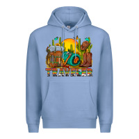 Colony Blue western traveler cowboy Premium Hoodie - NancyCooperArtShop