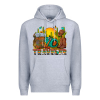 Heather Grey western traveler cowboy Premium Hoodie - NancyCooperArtShop