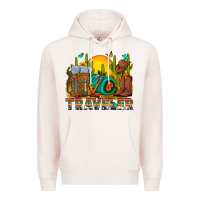 Pale Pink western traveler cowboy Premium Hoodie - NancyCooperArtShop
