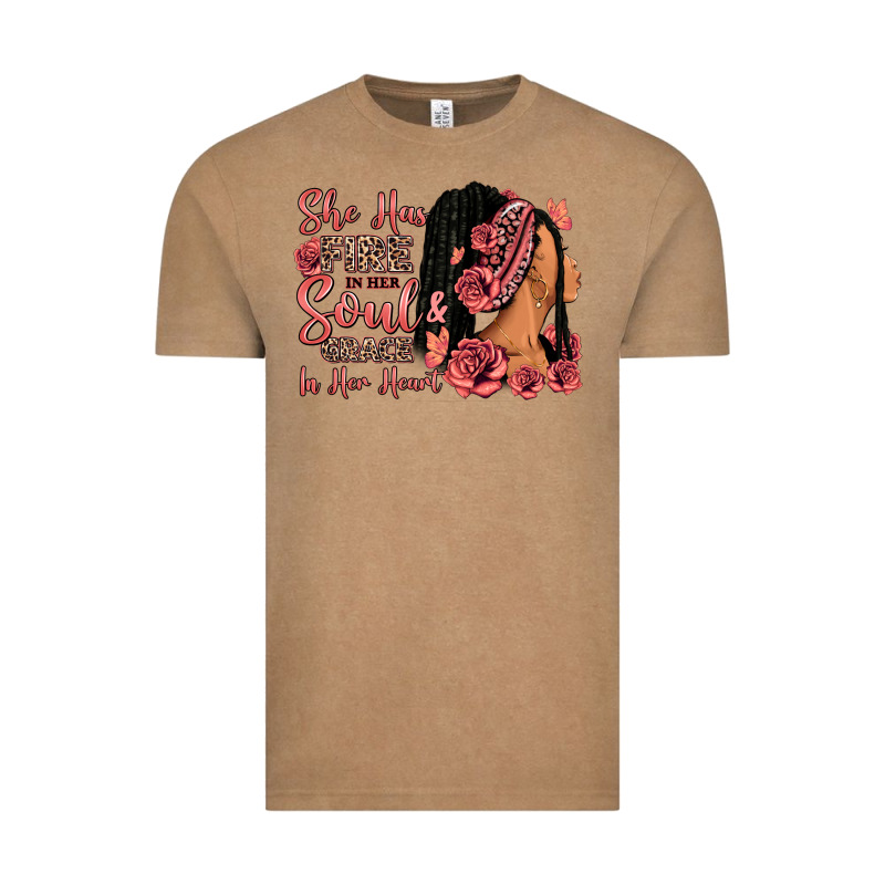 She Has Fire In Her Soul Afro Woman Vintage Tee by RanaPortraitStore | Teevron