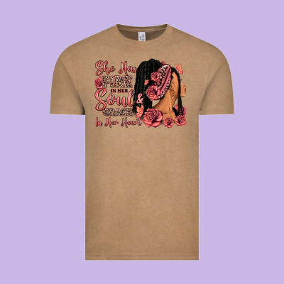 Vintage Tee She has fire in her soul afro woman