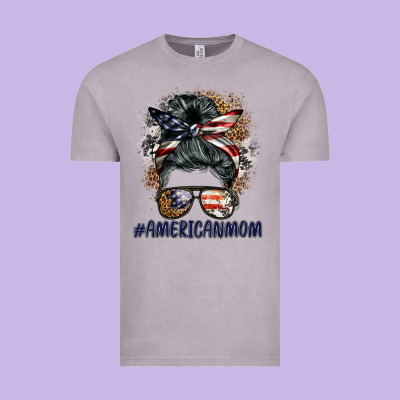 Americanmom Messy Bun Vintage Tee Designed By Barkaloodesign