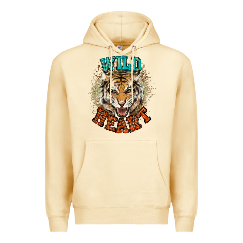 Wild Heart Tiger College Western Premium Hoodie by NancyCooperArtShop | Teevron